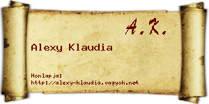 Alexy Klaudia névjegykártya